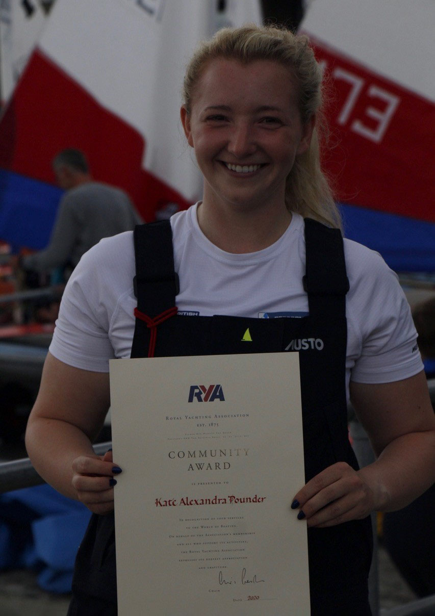 Kate Pounder, Ballyholme Yacht Club, receiving RYA Award 