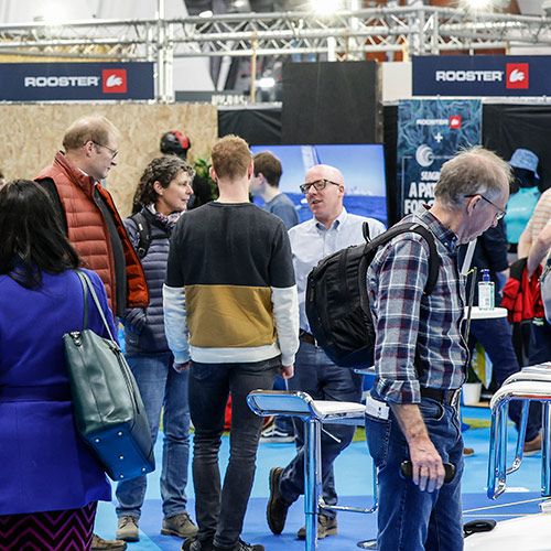 mid shots of exhibitioners at the dinghy show 2021