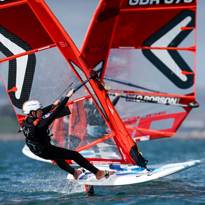 close-up of children windsurfing