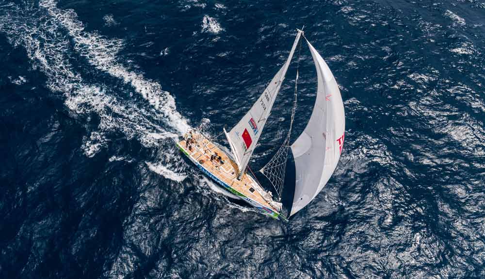 Birds eye view of boat